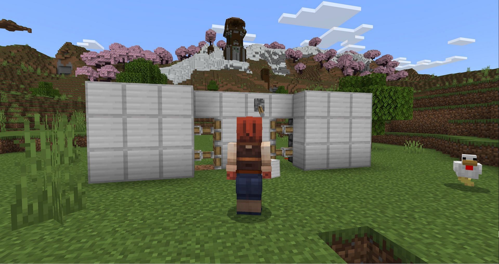 Even simple builds feel impressive with these redstone skins. (Image via Mojang)