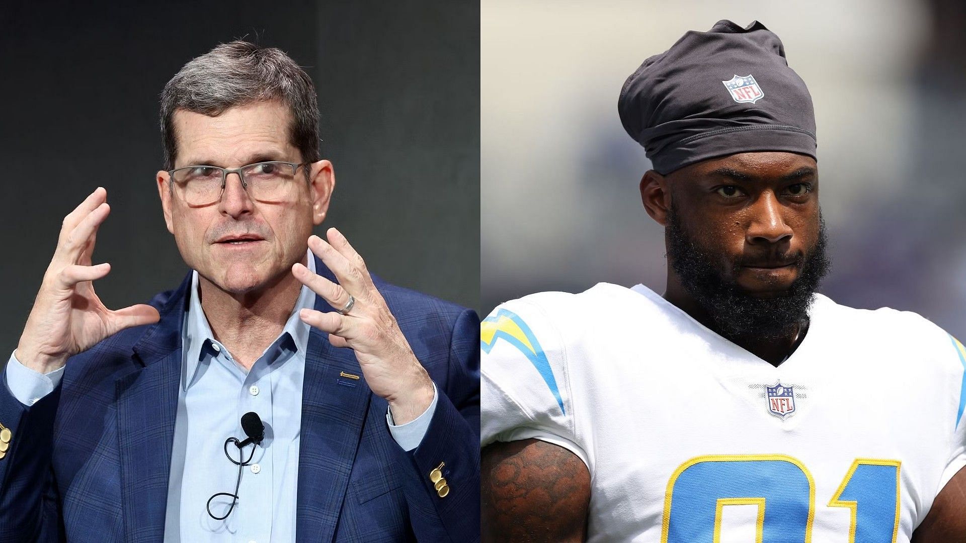 Jim Harbaugh delivers backhanded compliment to Mike Williams after Chargers cause halving of $20,000,000 salary