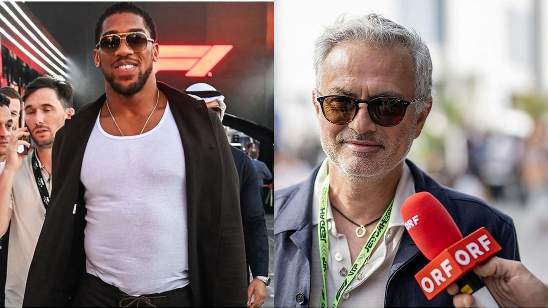 Anthony Joshua (left) and Jose Mourinho (right) among the celebrities who lit up the 2024 F1 Saudi Arabian GP (Image from Instagram)