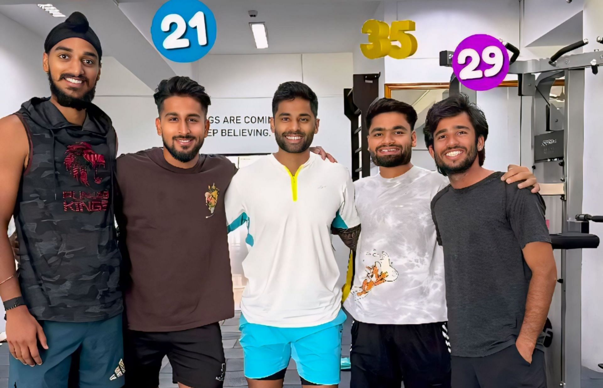 Suryakumar Yadav with his Indian teammates. 