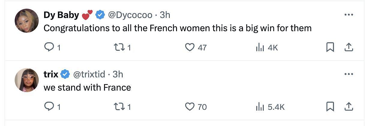 Social media users applauded the French government for the revolutionary step to make abortion a legal right in the country. (Image via @PopCrave/ X) 