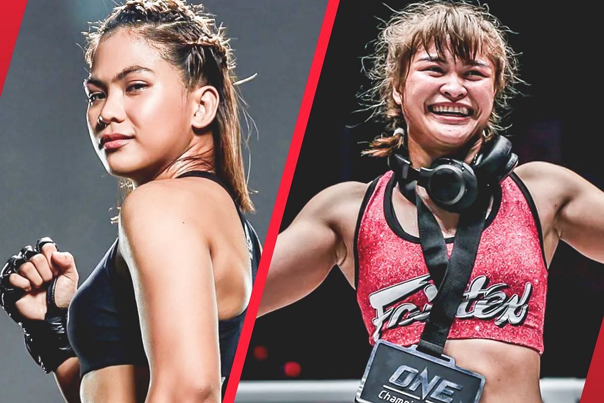Denice Zamboanga (L) speaks on Stamp&rsquo;s (R) evolution ahead of their world title showdown. -- Photo by ONE Championship