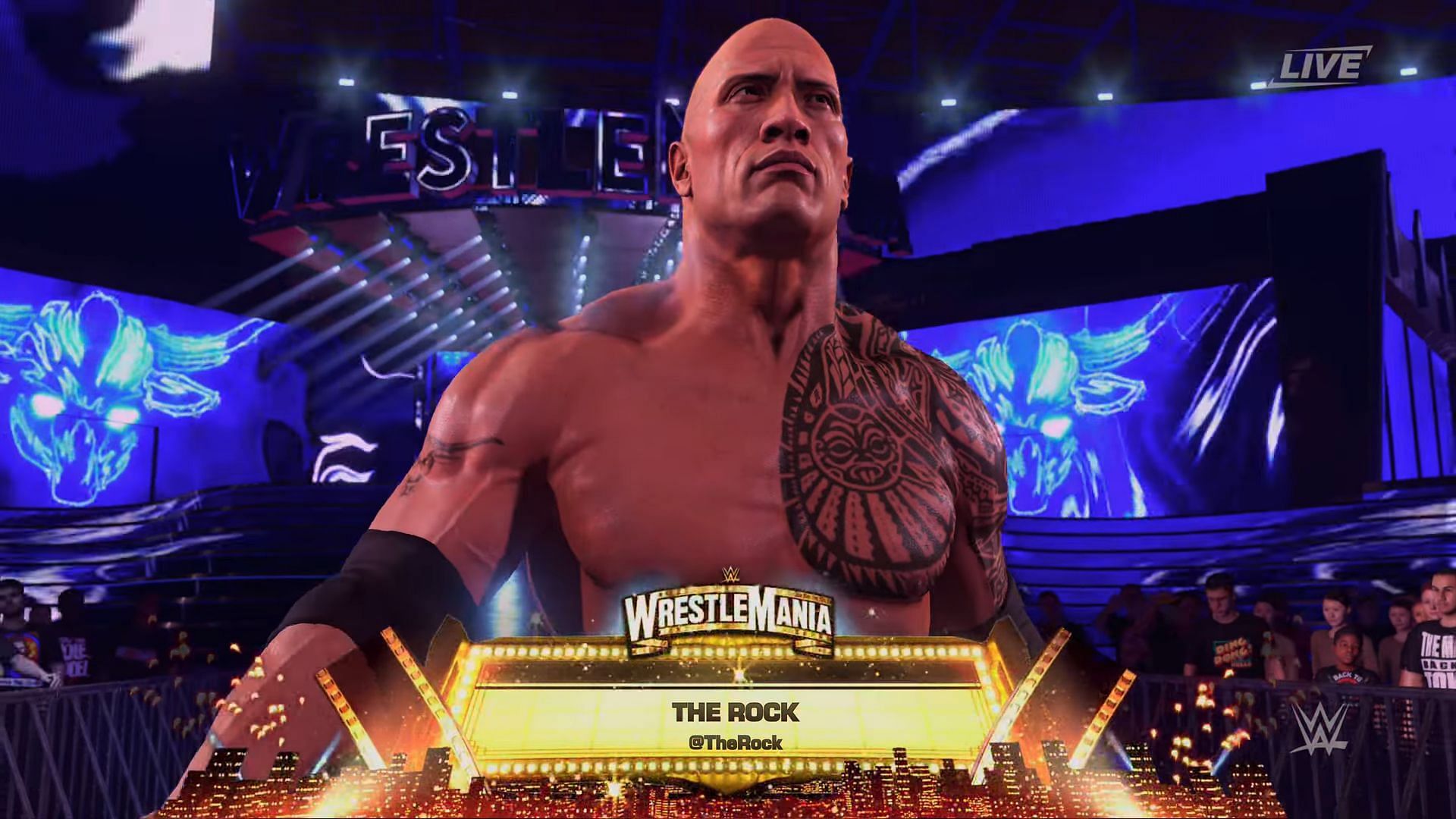 The Rock in WWE 2K24 (Image via 2K Games/ Champs Network on YouTube)