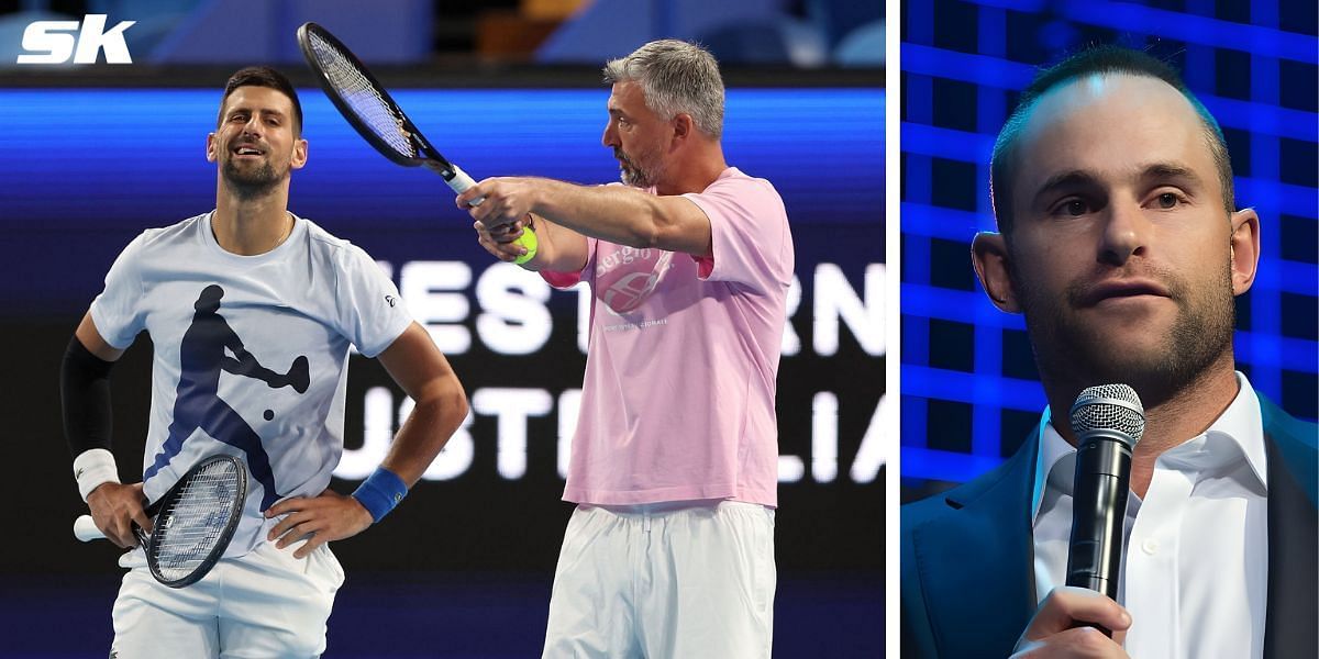Novak Djokovic and Goran Ivanisevic (L), Andy Roddick (R)