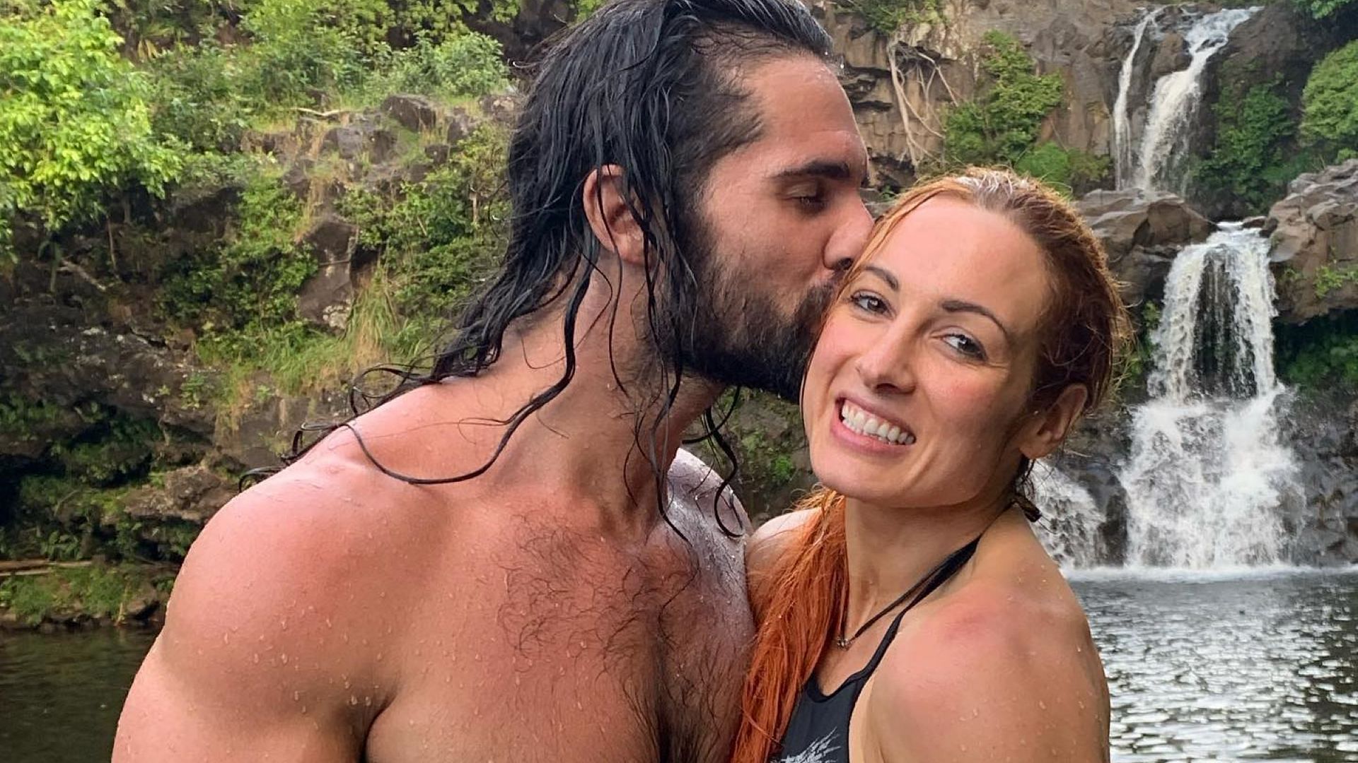 WWE Superstars Seth Rollins and Becky Lynch share a moment on vacation