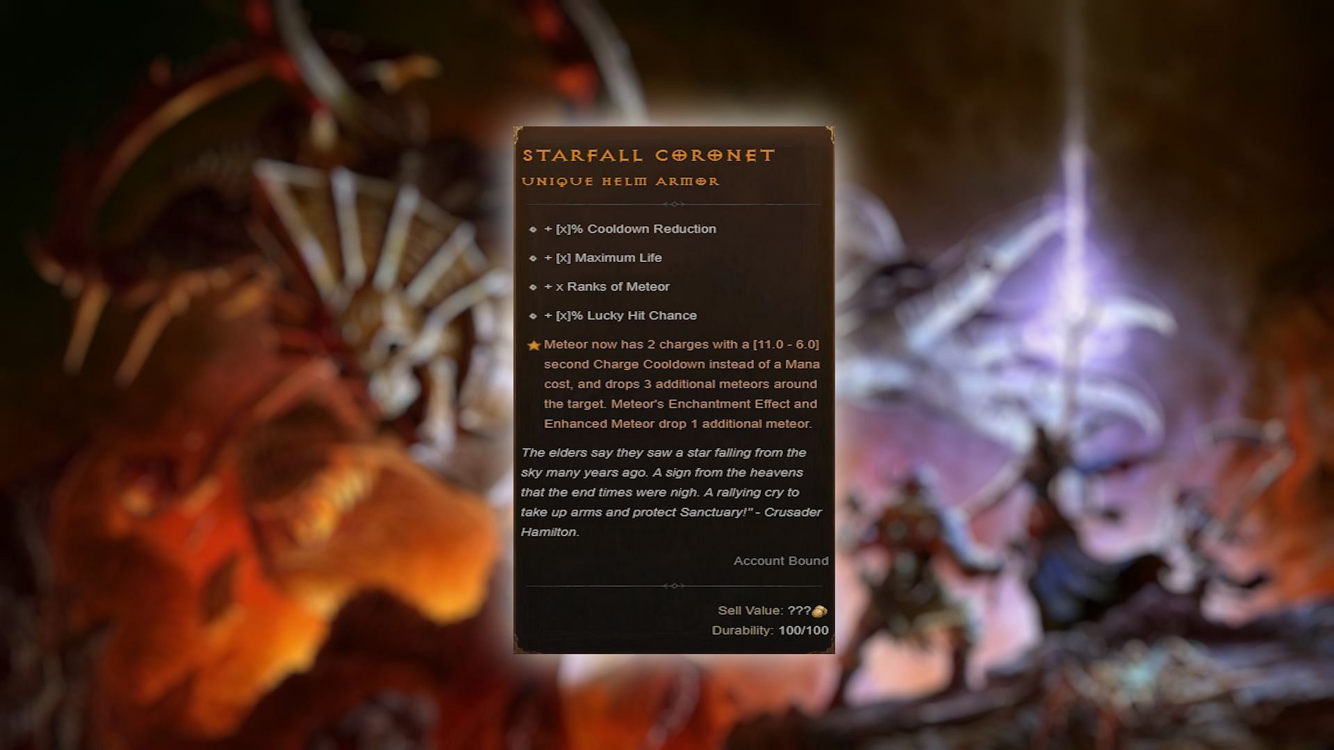 Starfall Coronet is a Unique Helm (Image via Blizzard Entertainment)