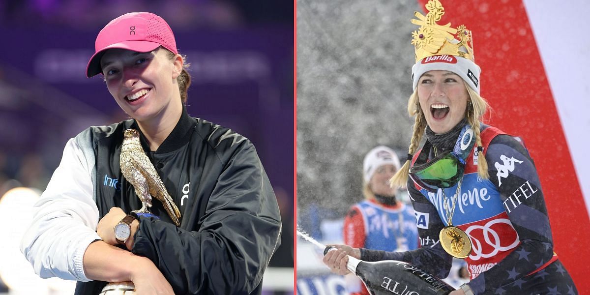 Iga Swiatek (L) and Mikaela Shiffrin (R)