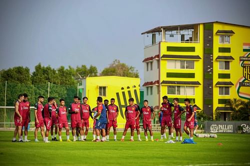 Hyderabad players in training.