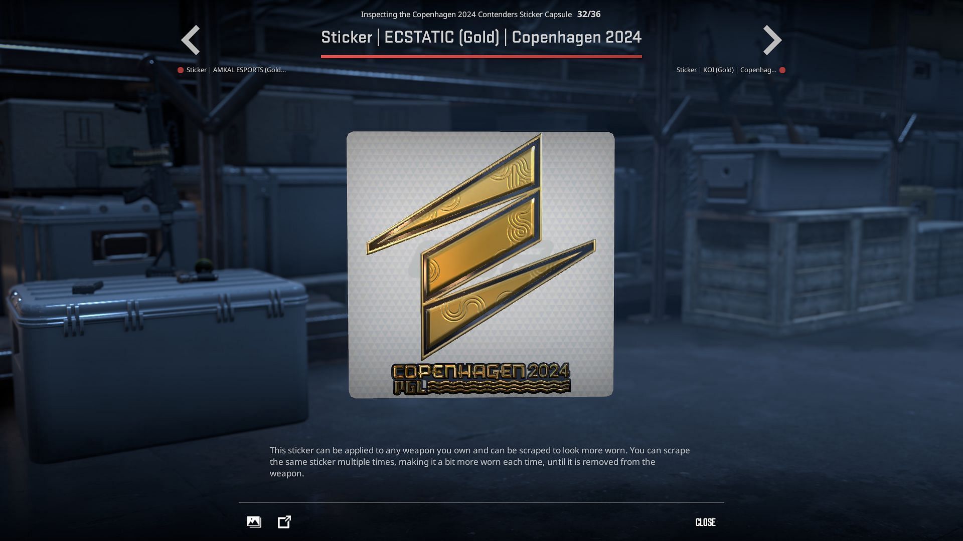 ECSTATIC Gold sticker (Image via Valve)