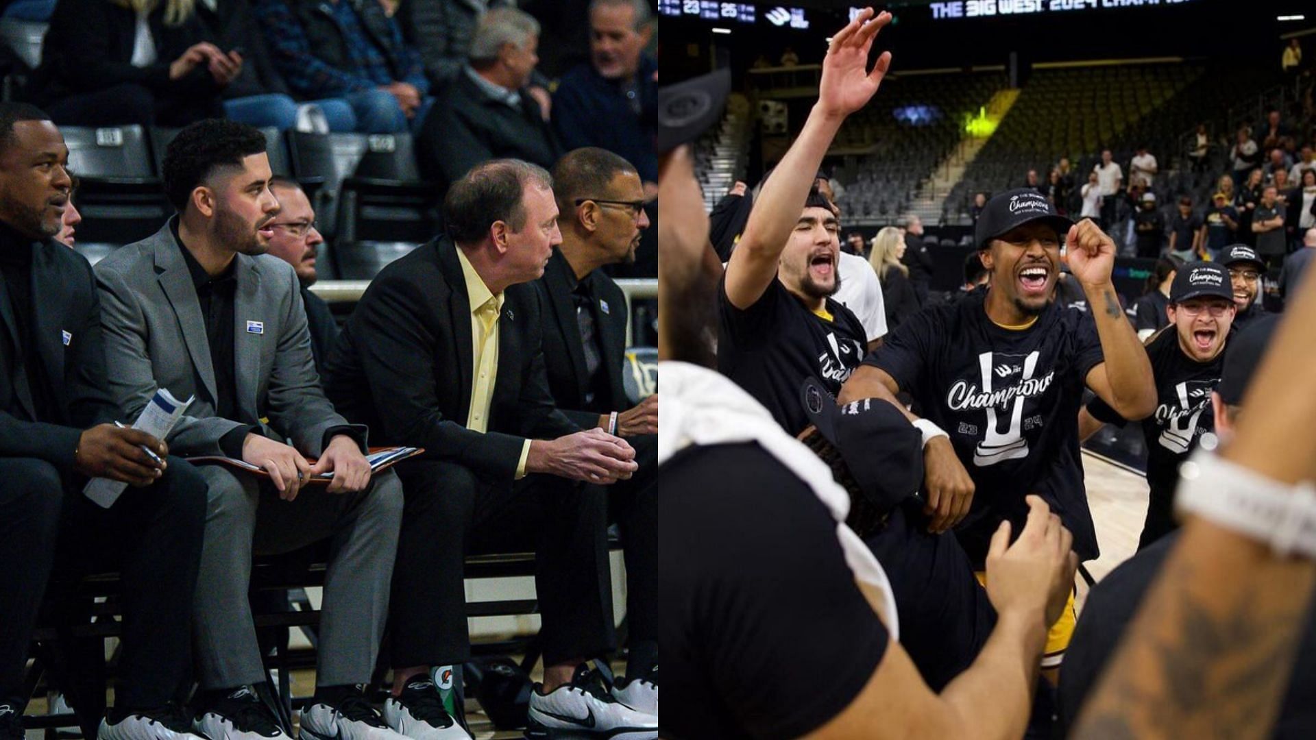 Long Beach State coach Dan Monson and his team 