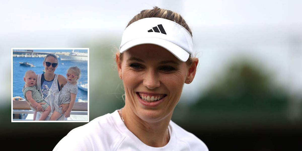 Caroline Wozniacki with her children James and Olivia (inset)