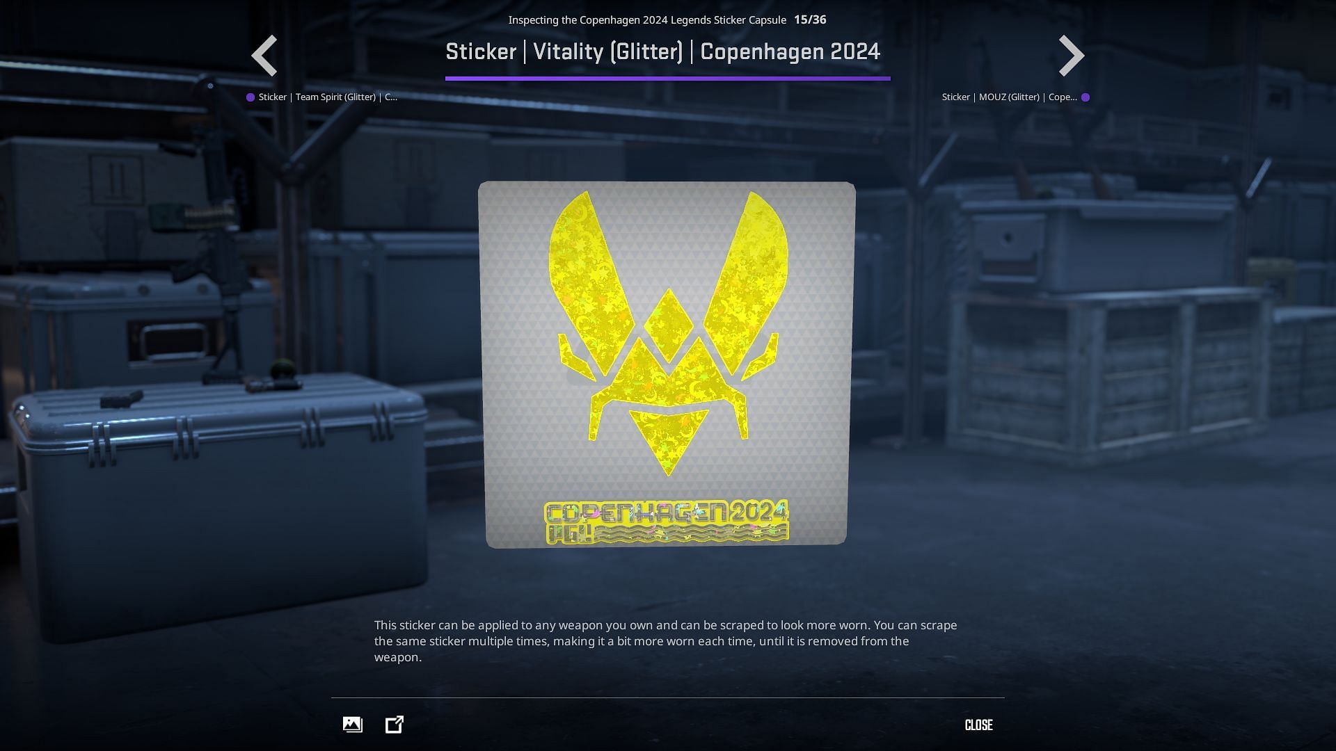 Team Vitality Glitter sticker (Image via Valve)