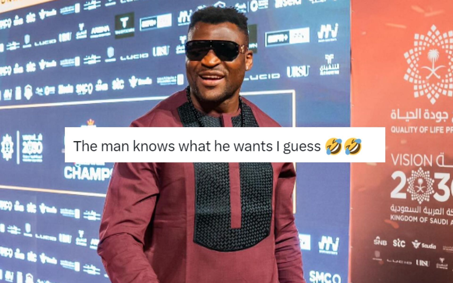 Francis Ngannou is set to face Anthony Joshua on Friday. [Image via @francisngannou on Instagram]