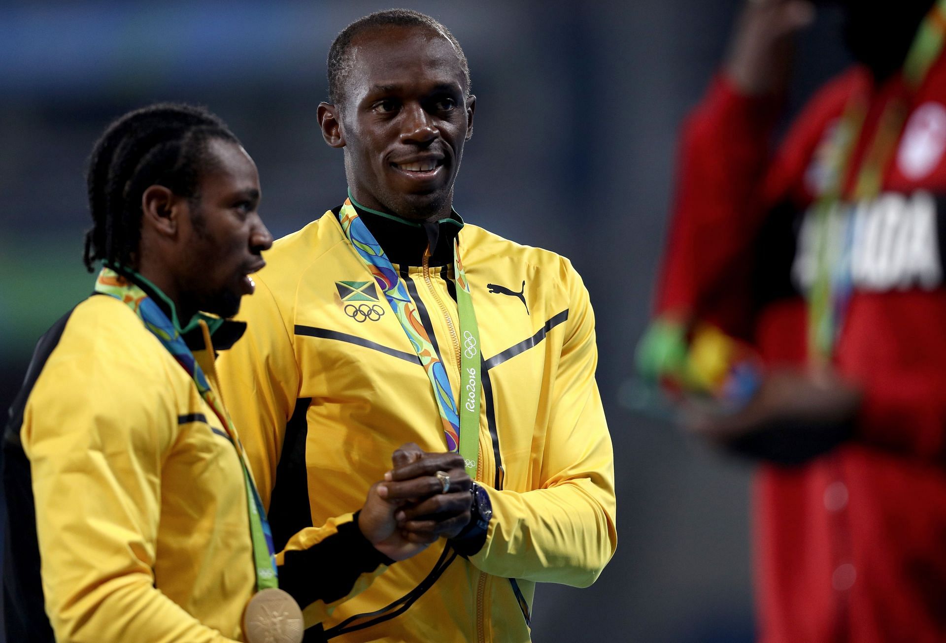 Usain Bolt and Blake - Athletics - Olympics: Day 15