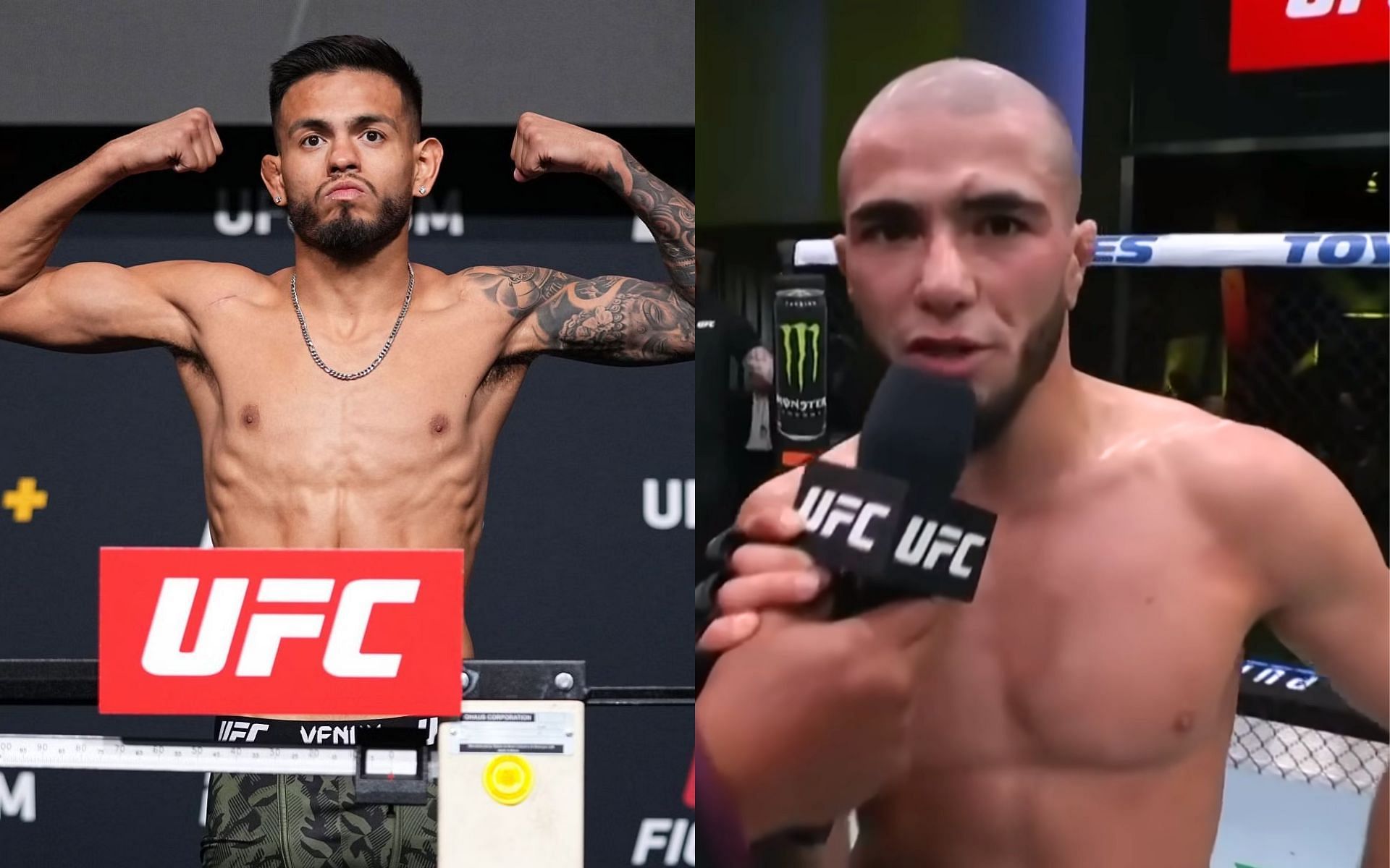 Brandon Royval (left) called out by Muhammed Mokaev (right) who gives surprising ultimatum for potential clash [Images Courtesy: @GettyImages, @ufc on YouTube]