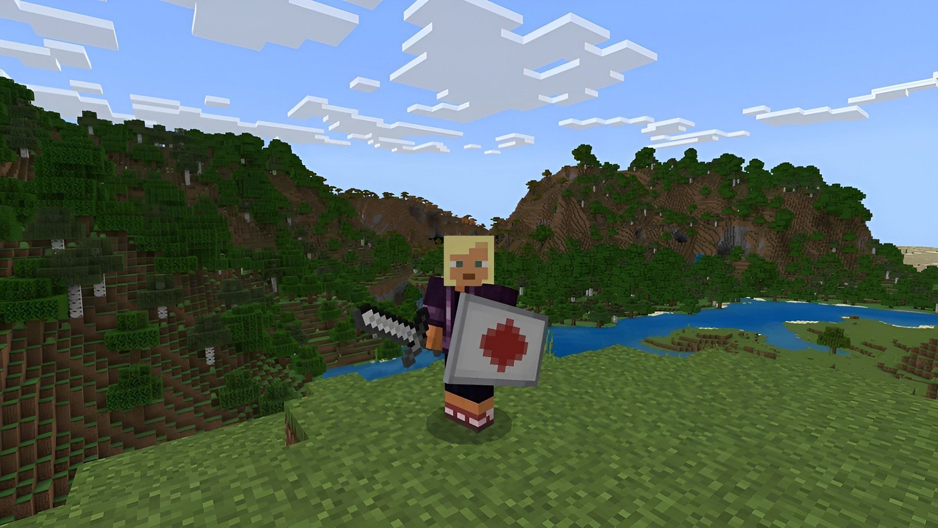 A shield can be invaluable for a Minecraft Hardcore playthrough (Image via Mojang)