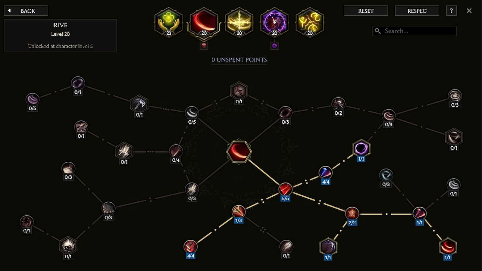 Skill tree for Rive (Image via Last Epoch Tools/Eleventh Hour Games)
