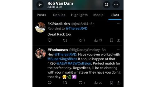 Rob Van Dam liked a tweet concerning Matt Riddle