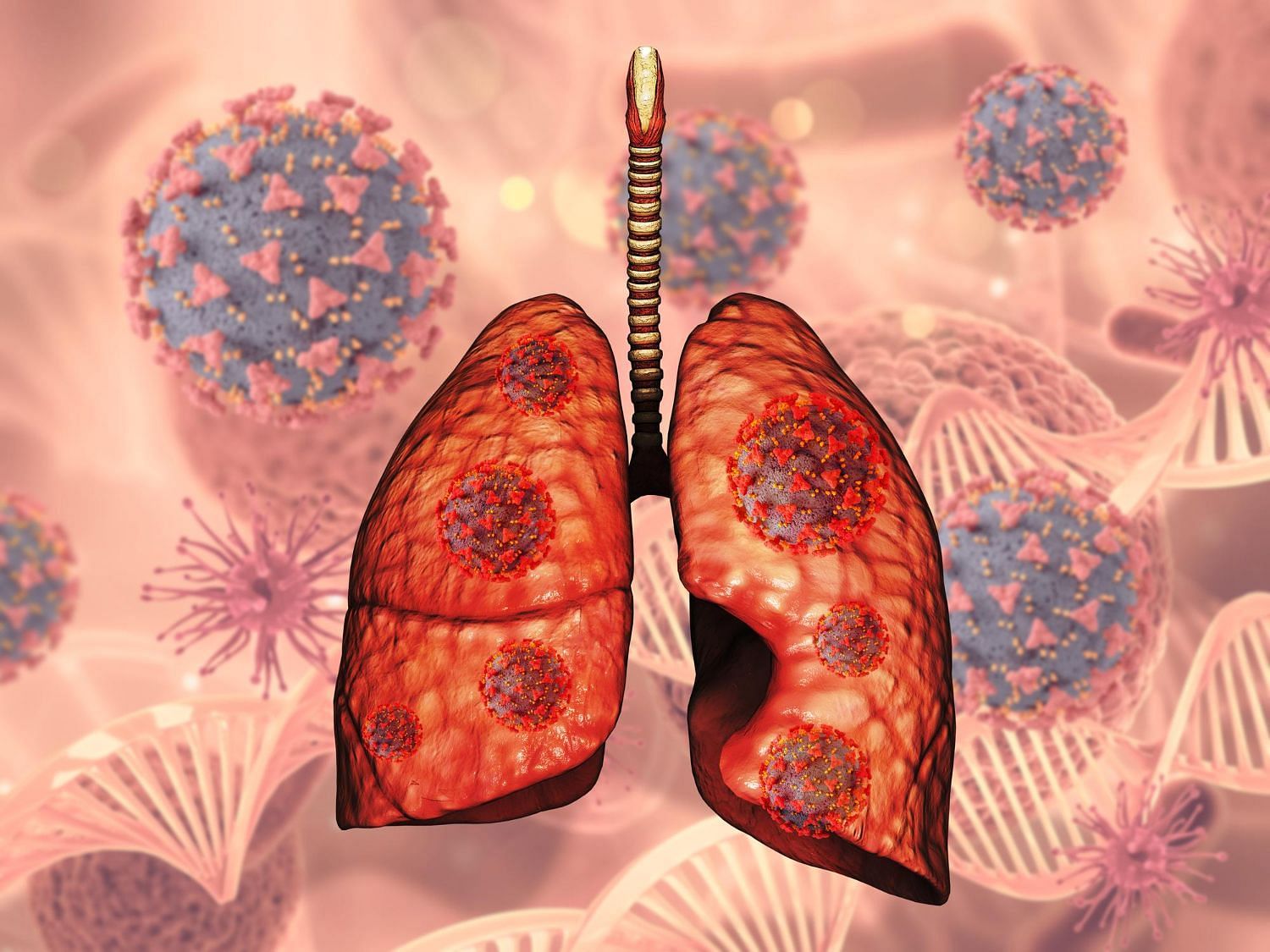 Infected or damaged lungs can cause chest pain when breathing (Image by kjpargeter on Freepik)