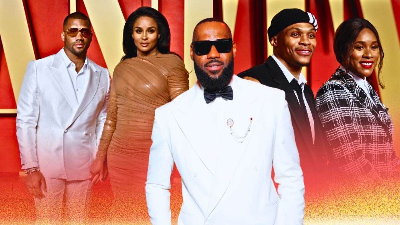 LeBron James steals the show on red carpet at Vanity Fair Oscar party with other athletes.