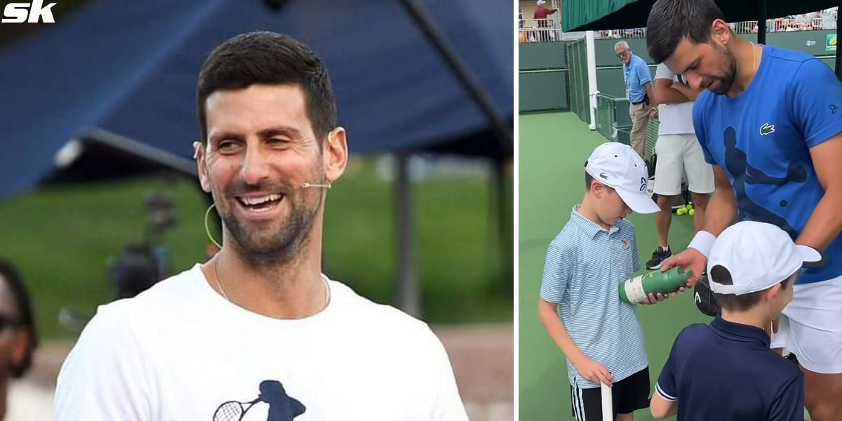 Novak Djokovic treats Jim Courier and his children to fun practice session at Indian Wells