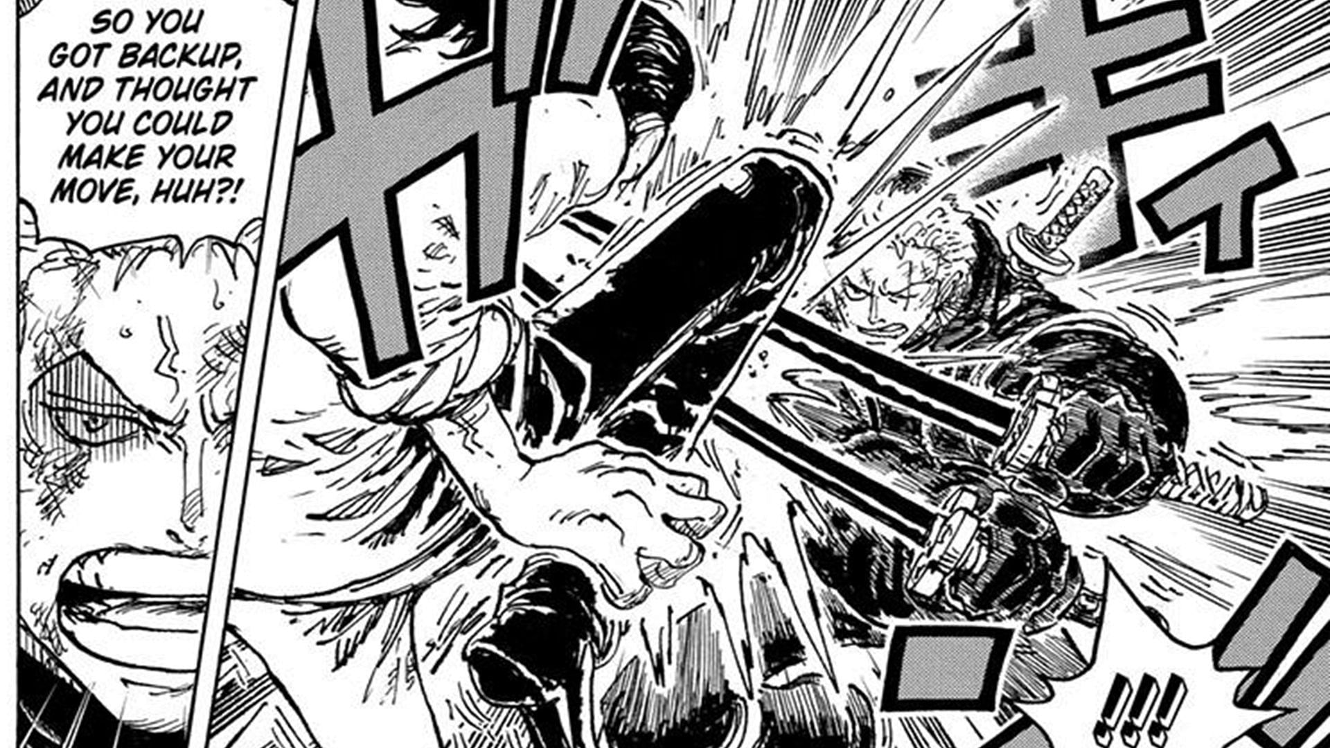 Zoro vs Lucci begins in One Piece chapter 1091 (Image via Shueisha)