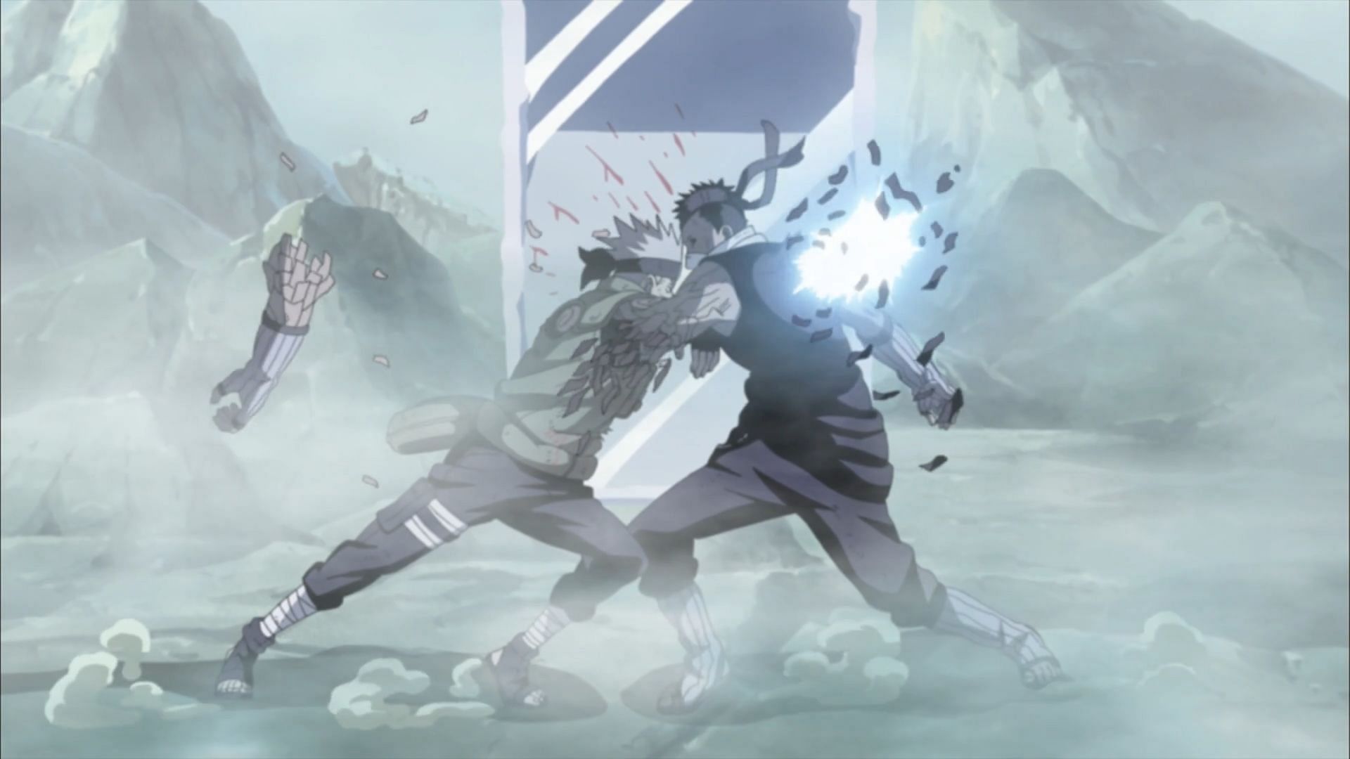 Kakashi finishes off reanimated Zabuza Momochi (Image via Studio Pierrot)