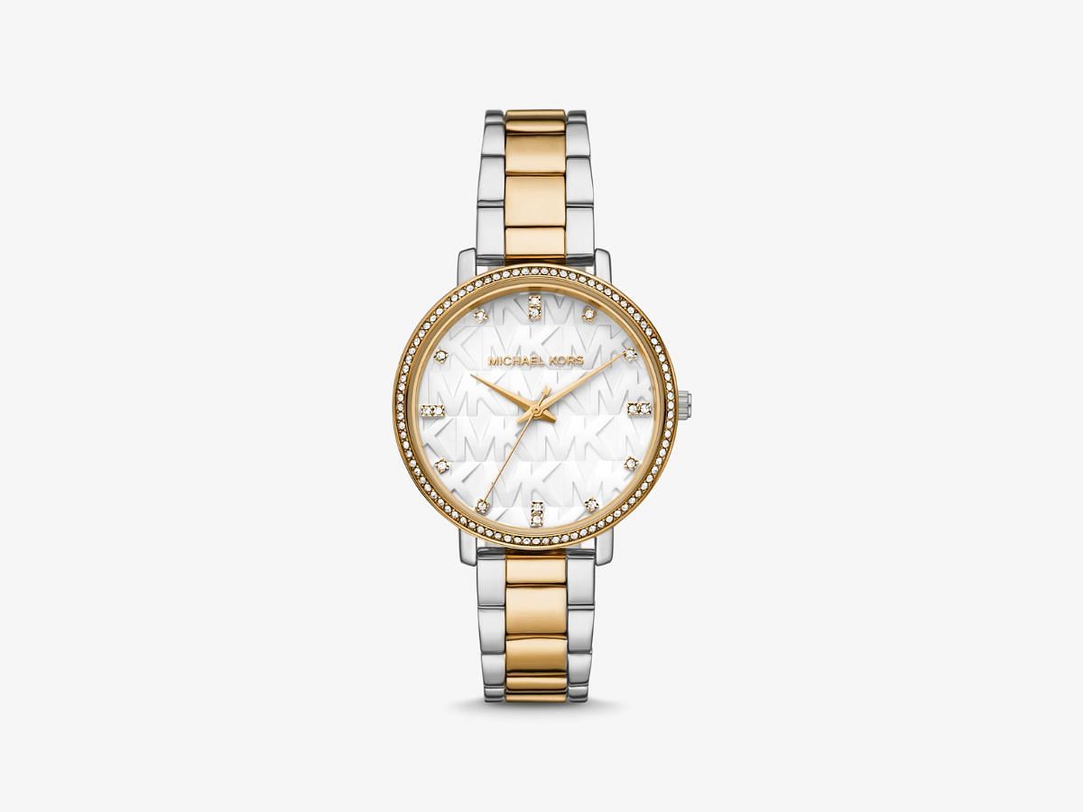 Pyper Pave Two-Tone Logo Watch (Image via Michael Kors)