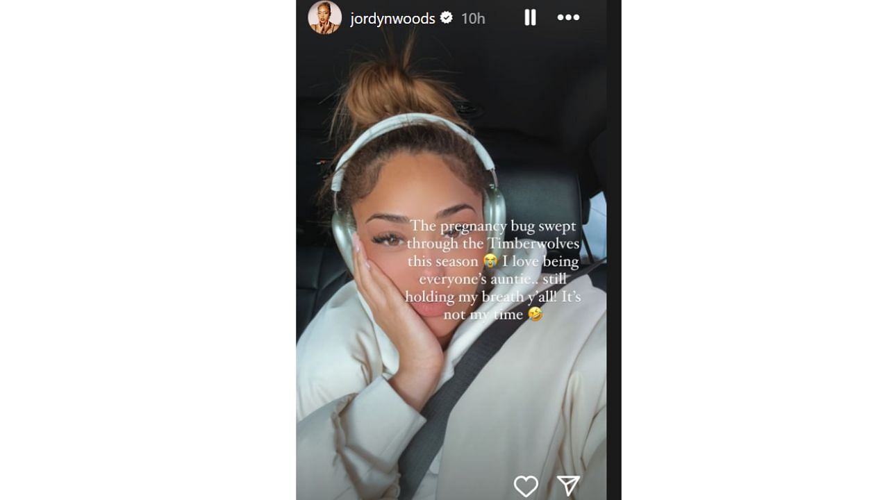 Jordyn Woods&#039; Instagram post about the &quot;pregnancy bug&quot; in Minnesota.