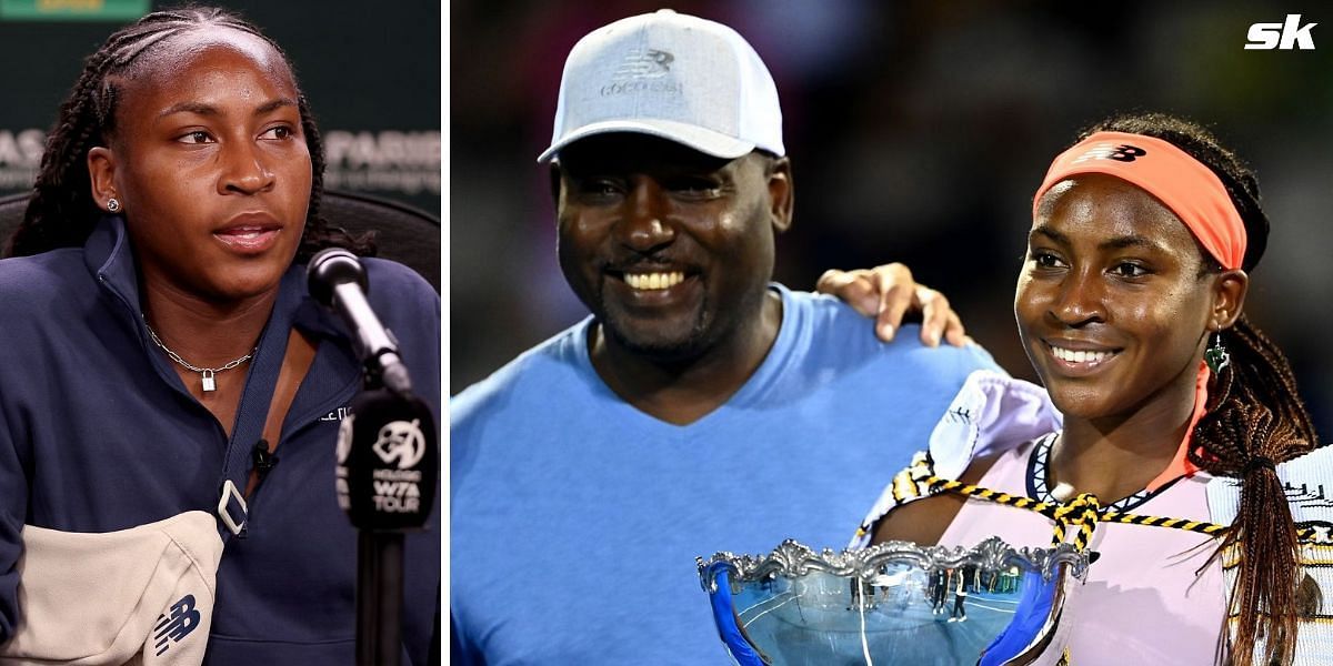 Coco Gauff with her father Corey (R)