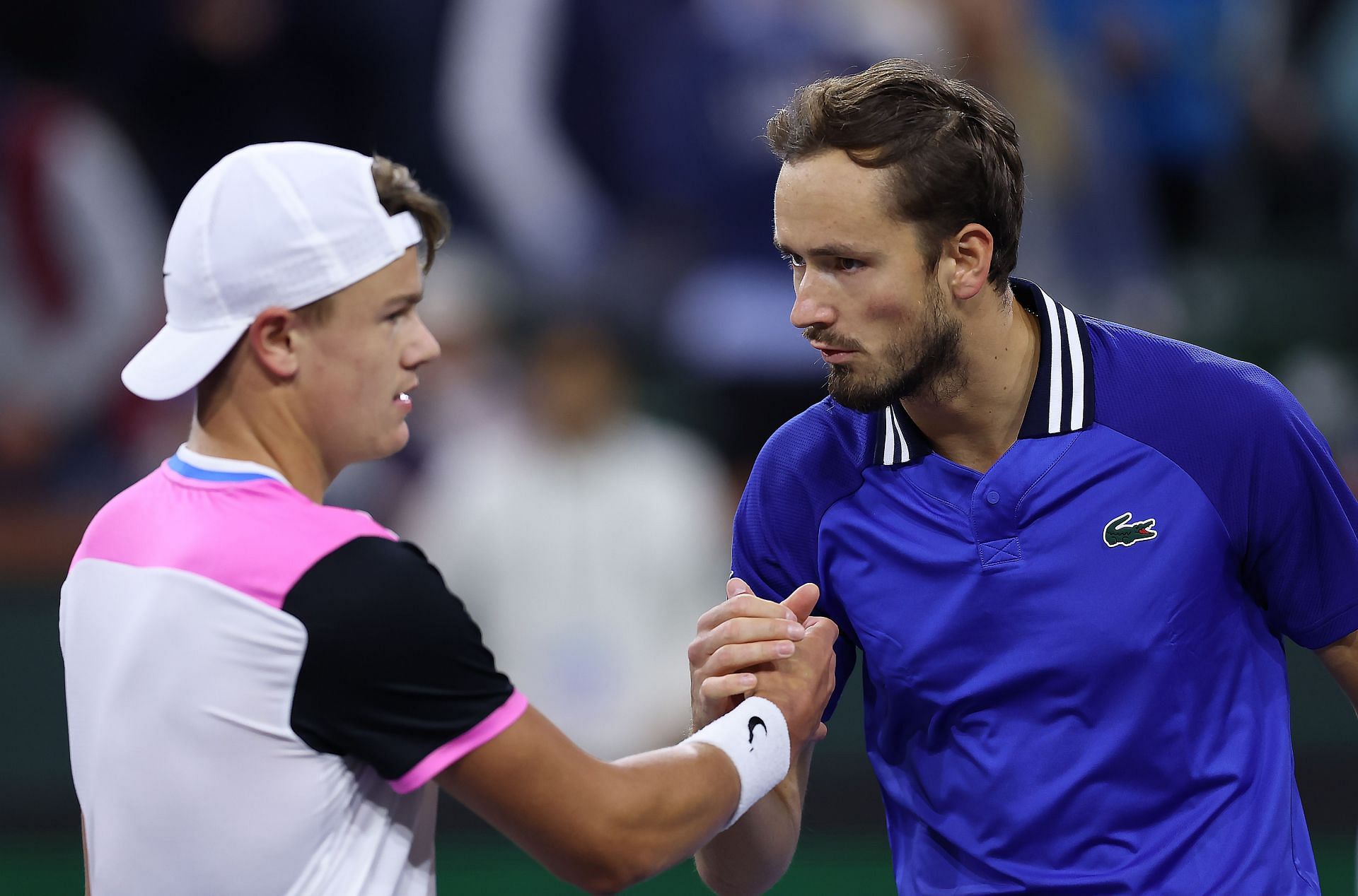 Holger Rune and Daniil Medvedev at the 2024 BNP Paribas Open