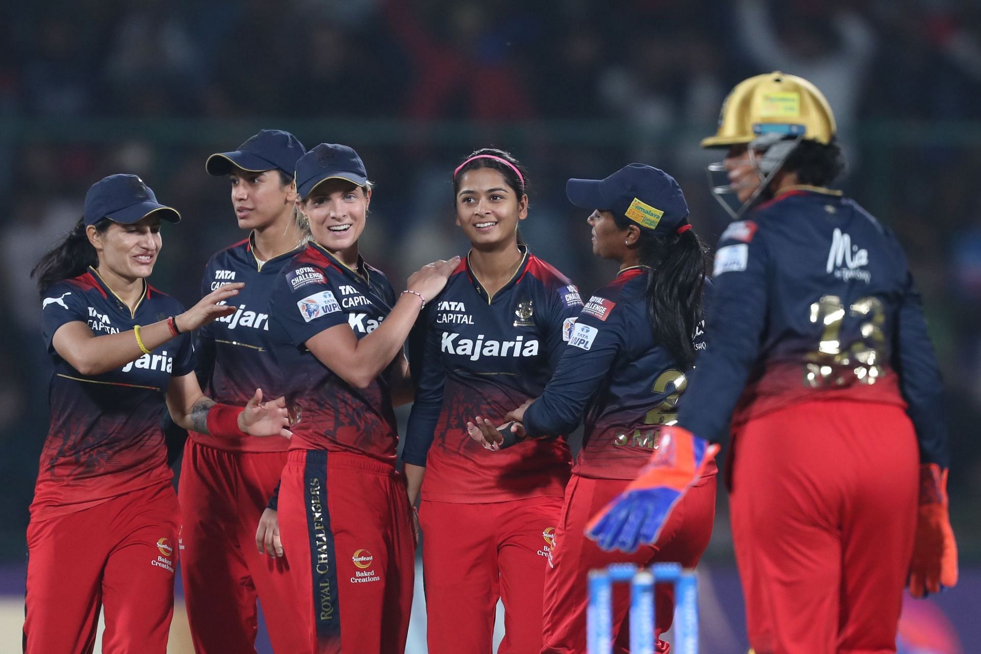 Shreyanka Patil celebrates a wicket. (Credits: Getty)