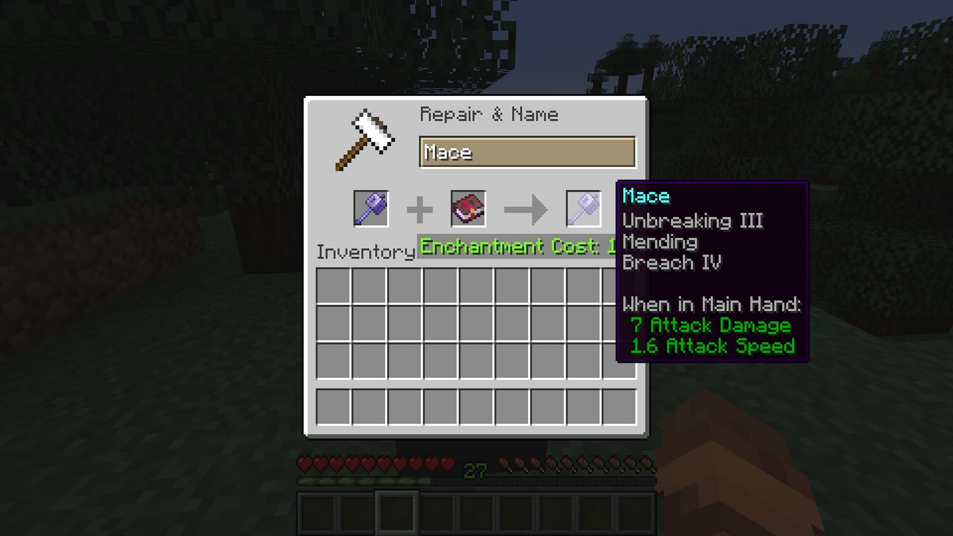The biggest additions of snapshot 24w13a are the new mace enchantments (Image via Mojang)