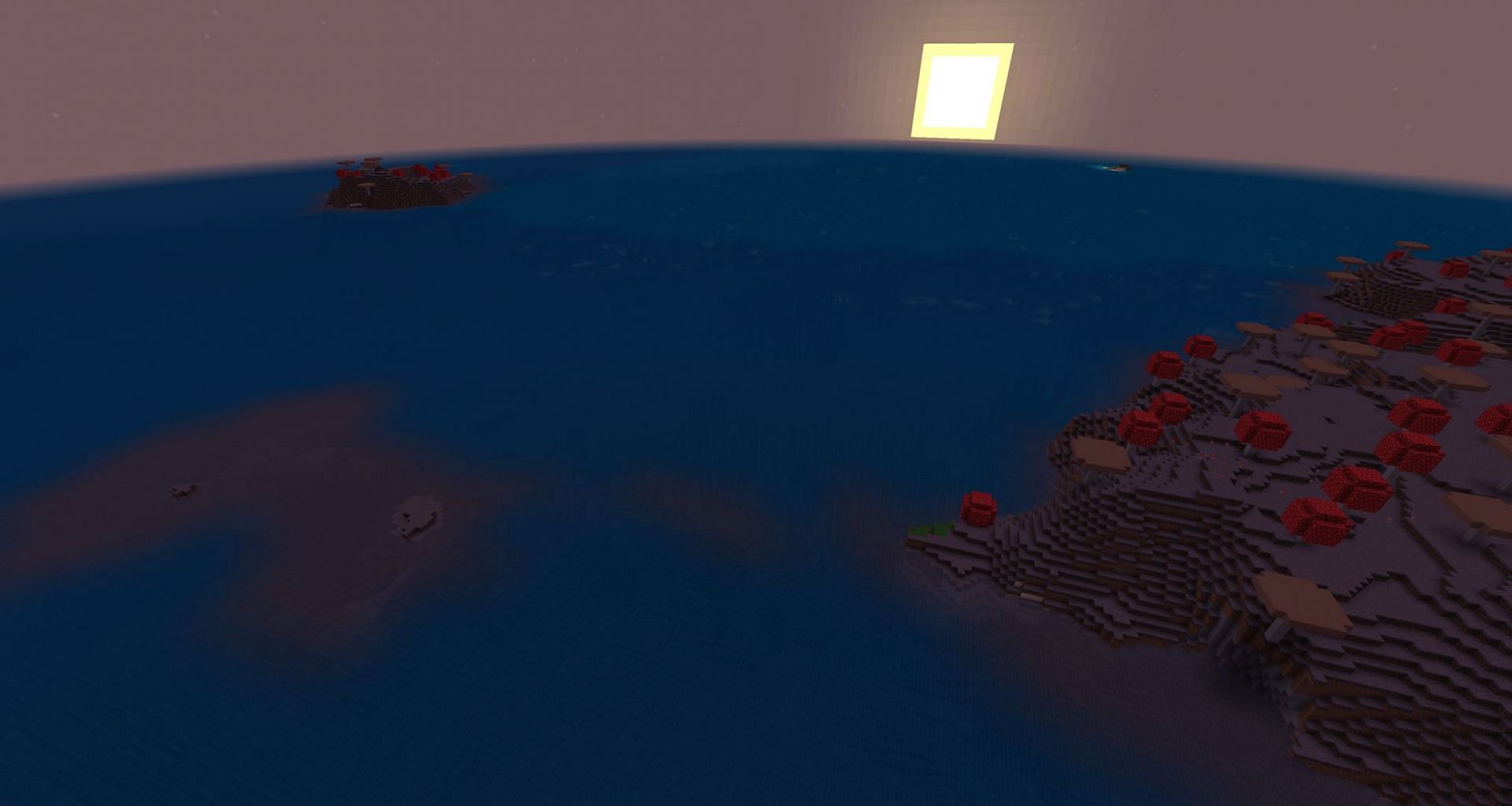 One of the seed&#039;s mushroom archipelagos (Image via Mojang)