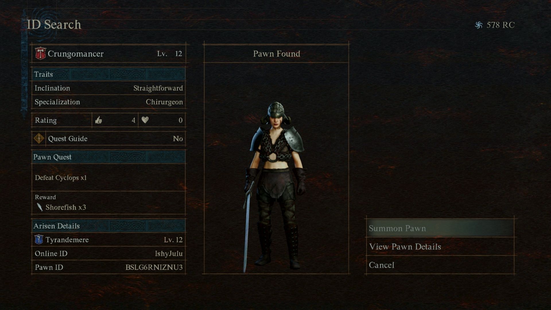 For example, you could search for &quot;BSLG6RNIZNU3&quot; on PS5 and get my Pawn (Image via Capcom)