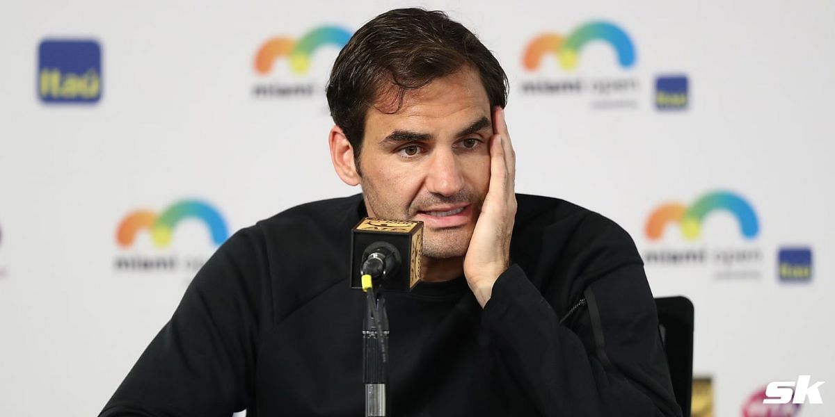 Roger Federer addresses the media