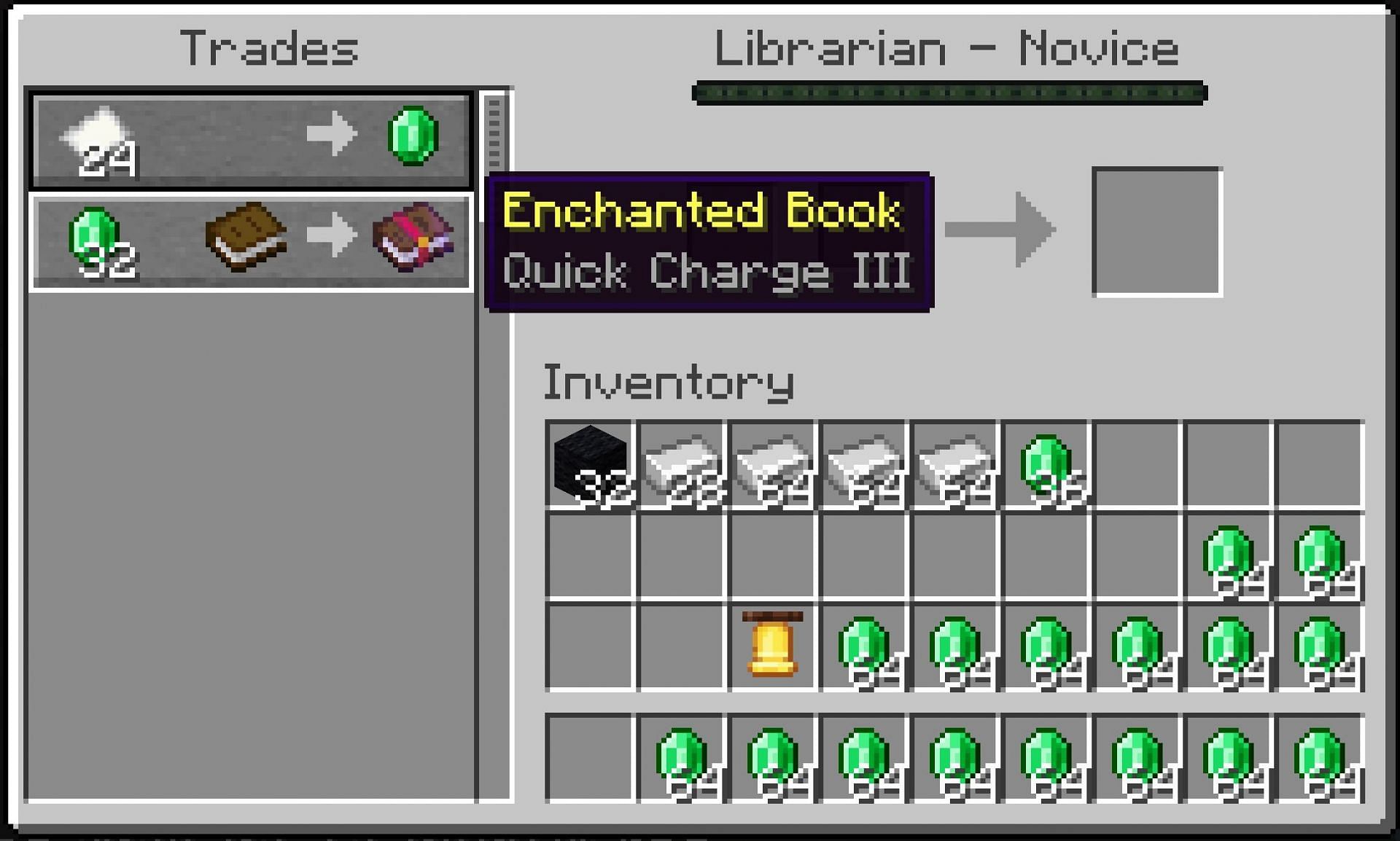 The librarian&#039;s trades are incredible from the very start (Image via Mojang)