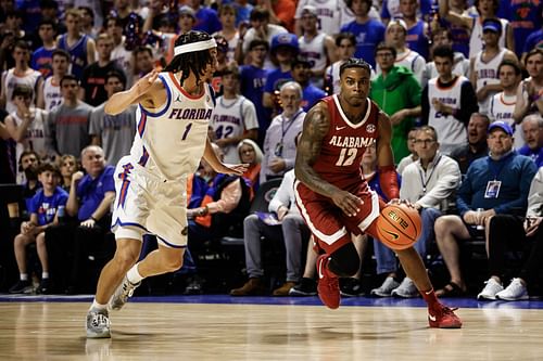 Latrell Wrightsell Jr (right) is questionable to play for Alabama due to a head injury.