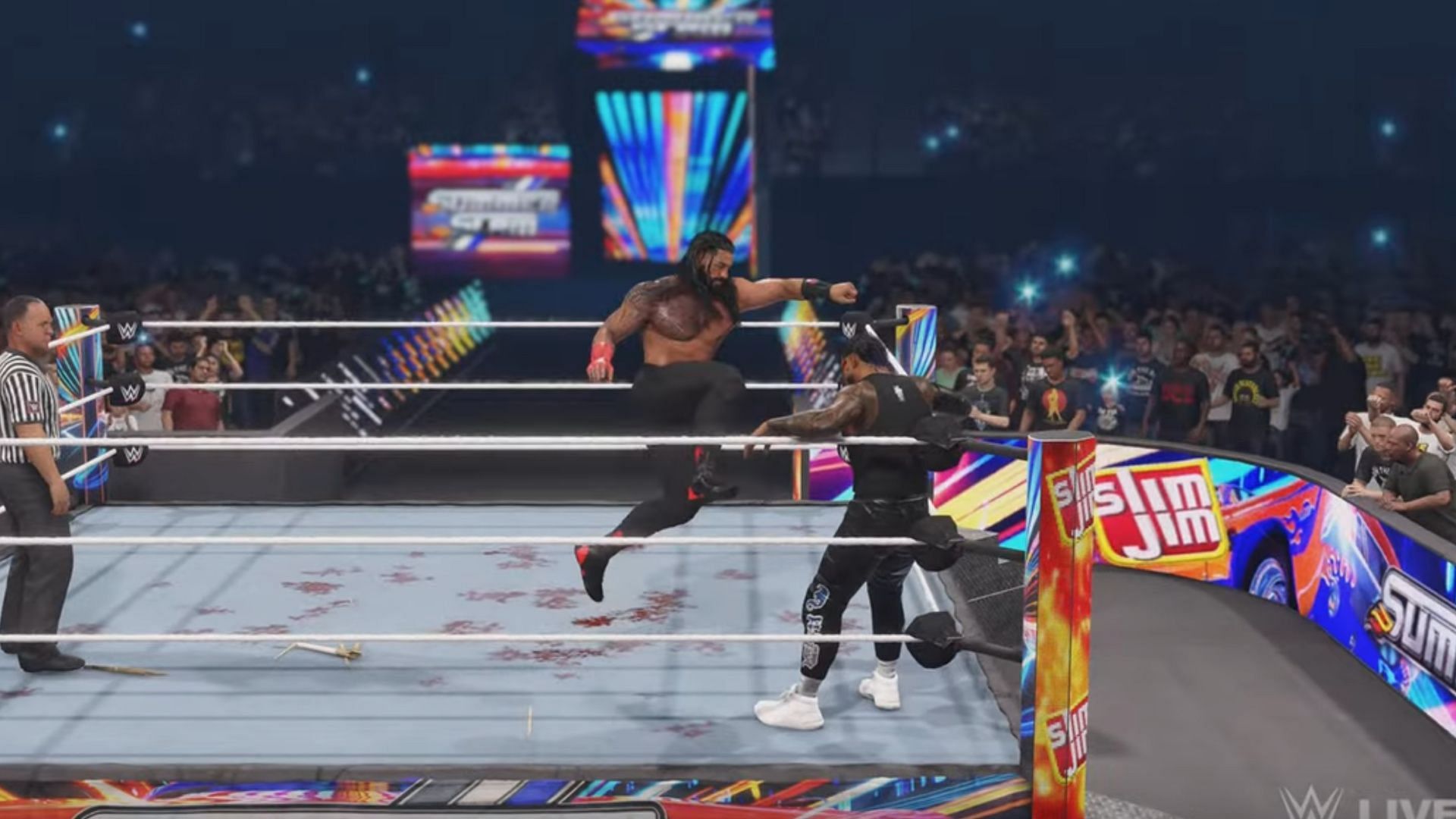 Superman Punch and Spear combo is a great finisher in WWE 2K24 (Image via 2K Games || YouTube/ Richard Joyner)