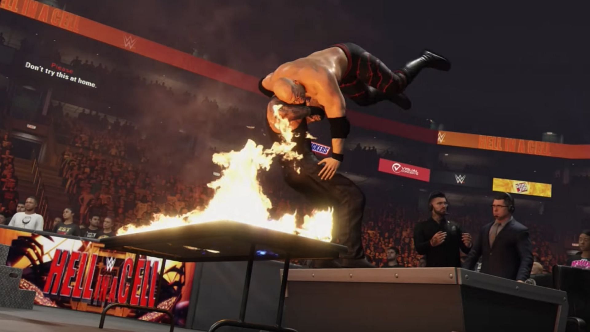 Send your opponents through the announce table in WWE 2K24