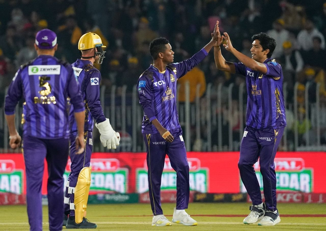 Akeal Hosein (Center) of Quetta Gladiators (Credits: X / TeamQuetta)