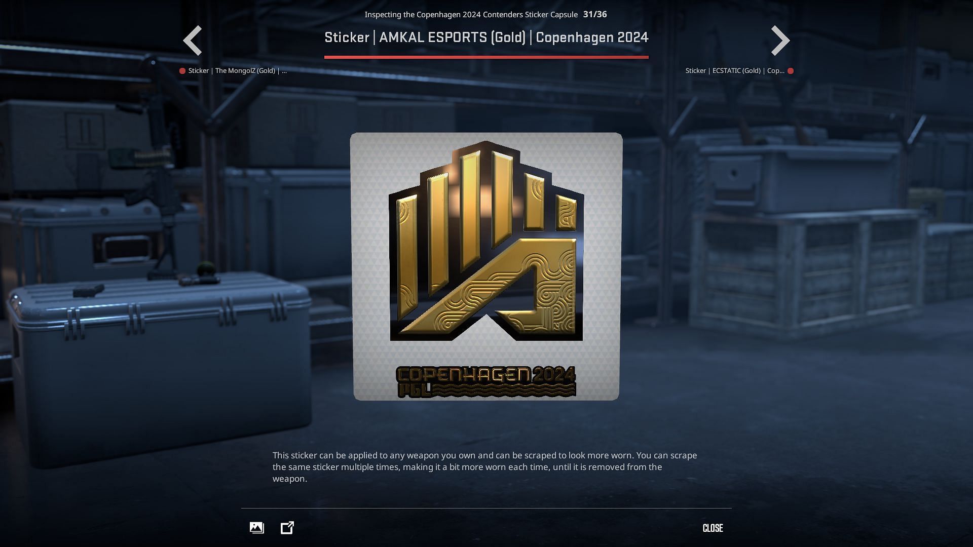 AMKAL Esports Gold sticker (Image via Valve)