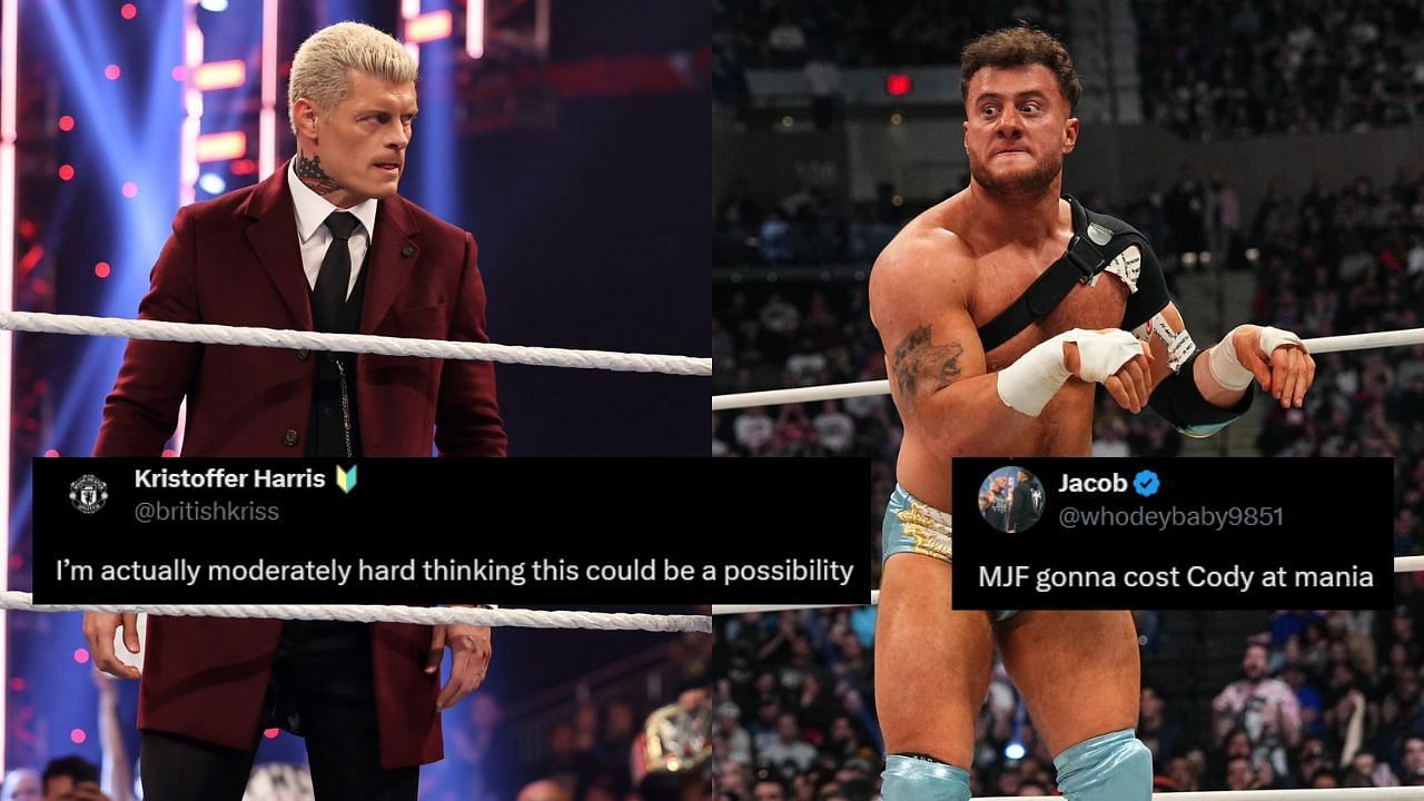 WWE star Cody Rhodes (left) and AEW star MJF (right)