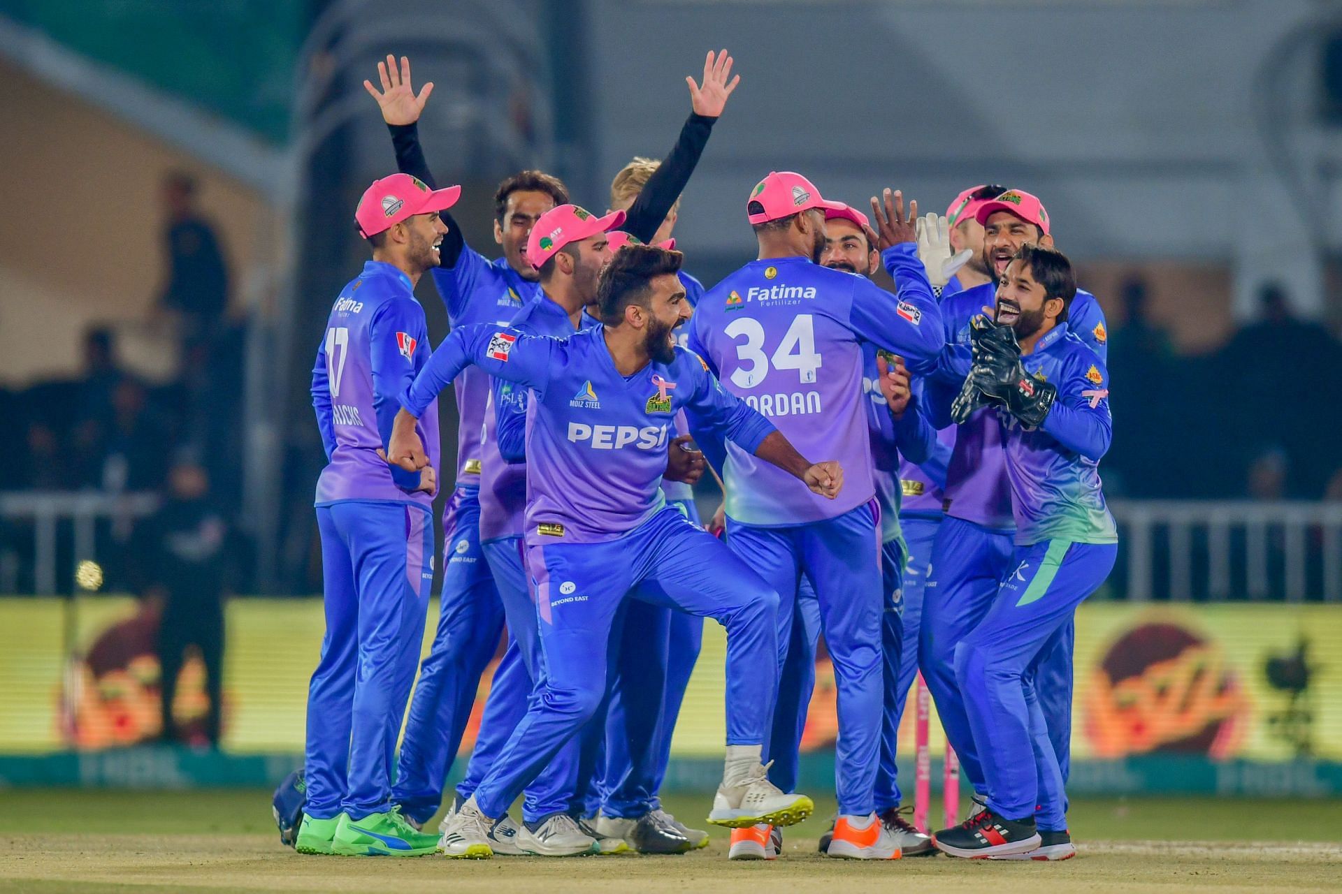 The Multan Sultans celebrating a wicket (Image Courtesy: X/Pakistan Super League)