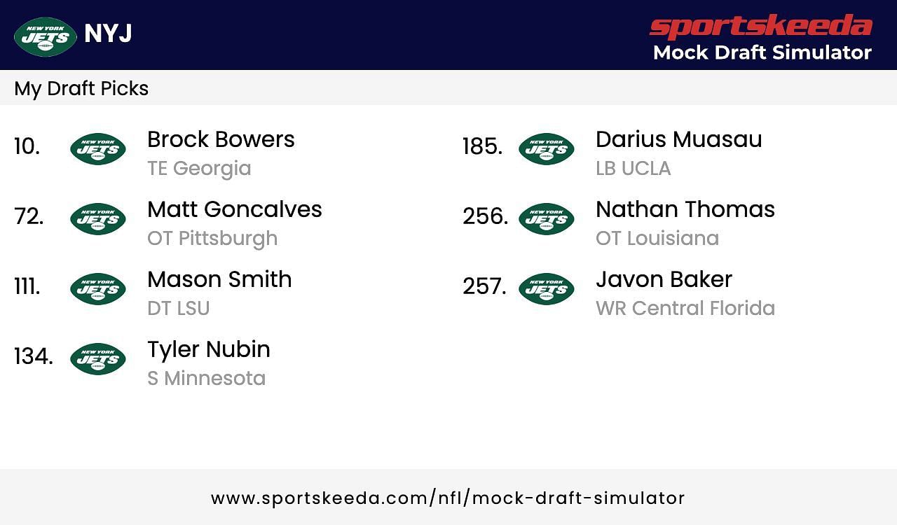 New York Jets Mock Draft 1.0