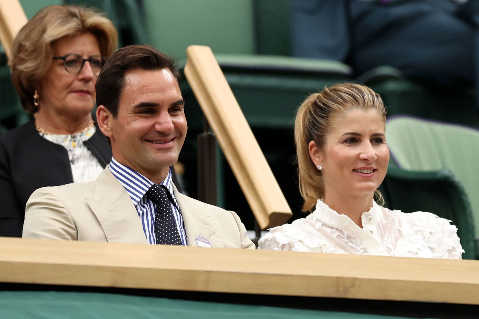 The Swiss maestro and his wife Mirka at the 2023 Wimbledon Championships