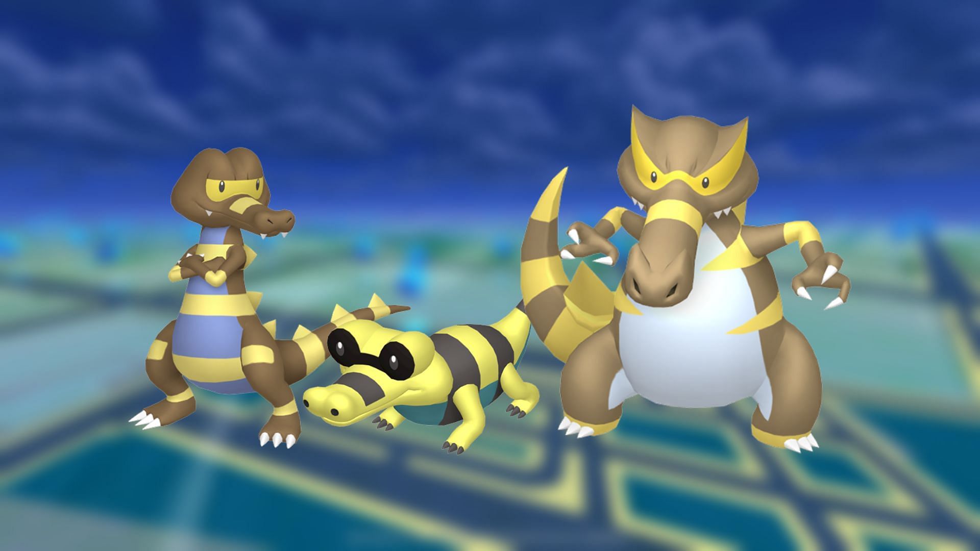 Shiny Sandile, Krokorok, and Krookodile in Pokemon GO (Image via The Pokemon Company)