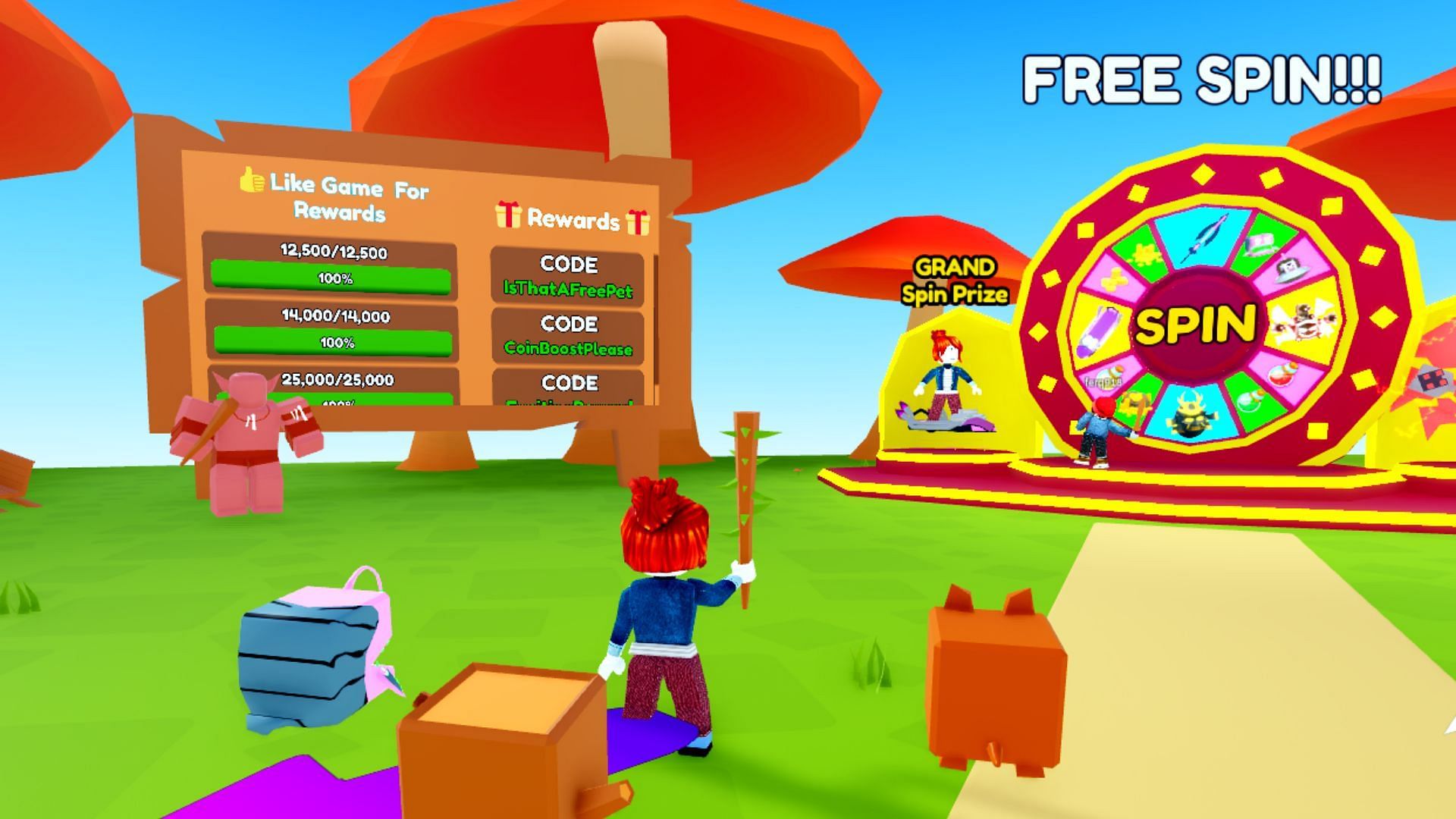 Free Spin &amp; Rewards in Weapon Crafting Simulator (Image via Roblox)