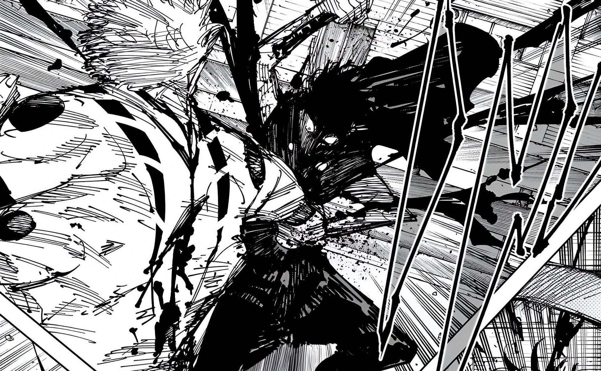 sSukuna punching Maki in the manga. (Image via Shueisha)
