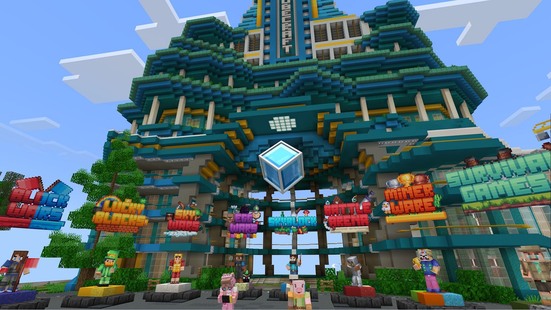 These servers all feature gorgeous spawn hubs (Image via Mojang)